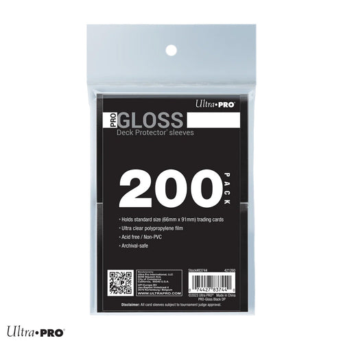 Standard Deck Protector Sleeves PRO Gloss - Black 200 Pack