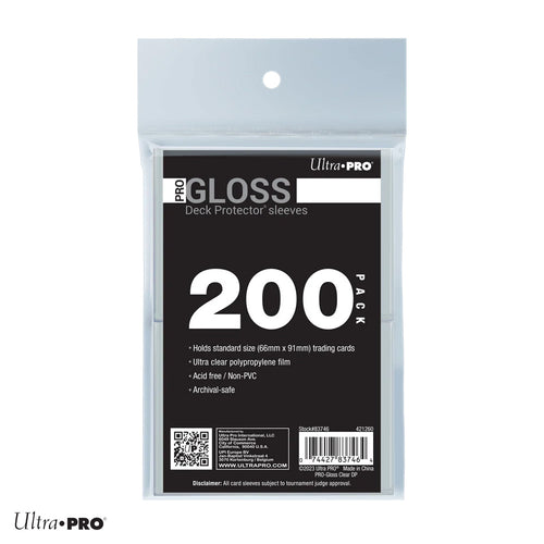 Standard Deck Protector Sleeves PRO Gloss - Clear 200 Pack