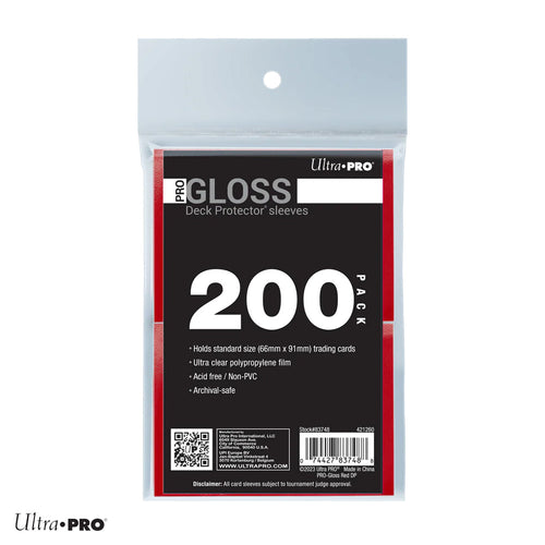 Standard Deck Protector Sleeves PRO Gloss - Red 200 Pack