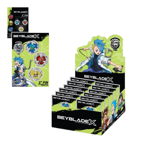 Beyblade 3" Spinning Enamel Pins Blind Bag 12 Pack