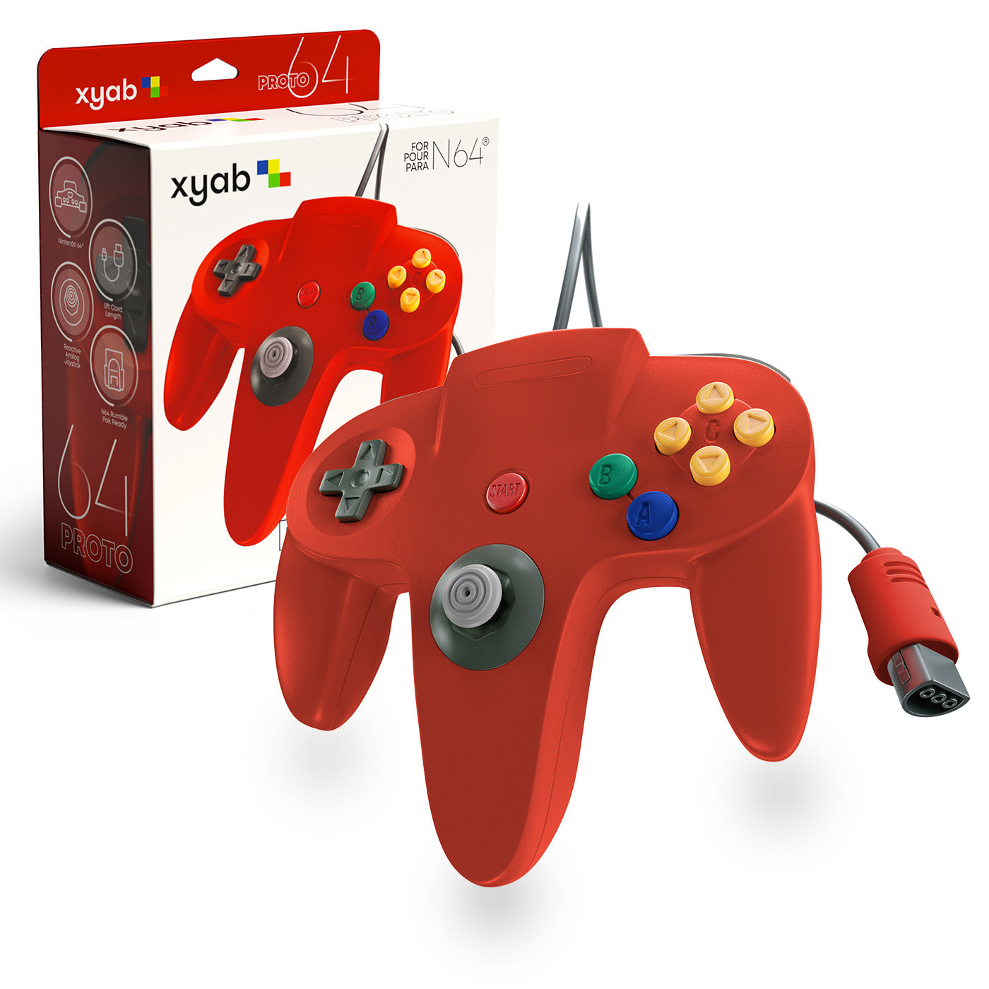 PROTO64 Red Wired Controller for Nintendo 64® – XYAB