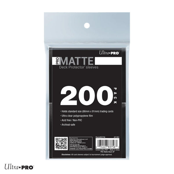 Standard Deck Protector Sleeves PRO Matte - Black 200 Pack