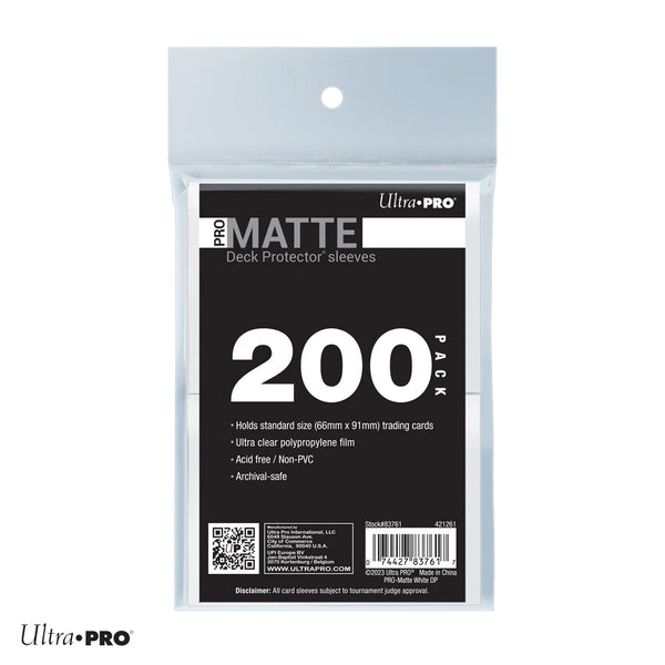 Standard Deck Protector Sleeves PRO Matte - White 200 Pack