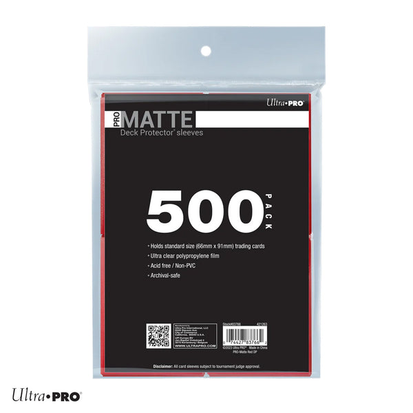 Standard Deck Protector Sleeves PRO Matte - Red 500 Pack