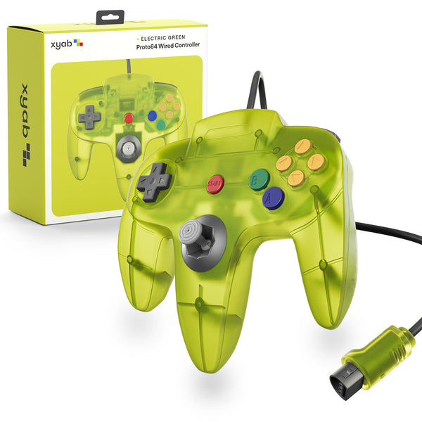 ６４ PROTO64 Electric Green Wired Controller for Nintendo 64® – XYAB