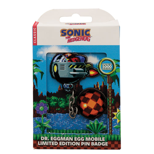 Sonic the Hedgehog Dr. Eggman Egg Mobile Chained Pin Badge